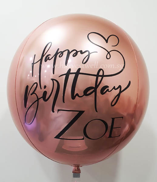 Birthday Calligraphy Heart Customize ORBZ Balloon Birthday Calligraphy Heart Customize ORBZ Balloon